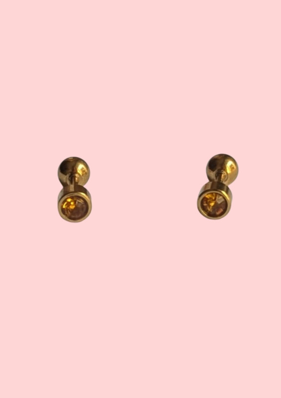 Gold BirthStone earrings with Ball stoppers